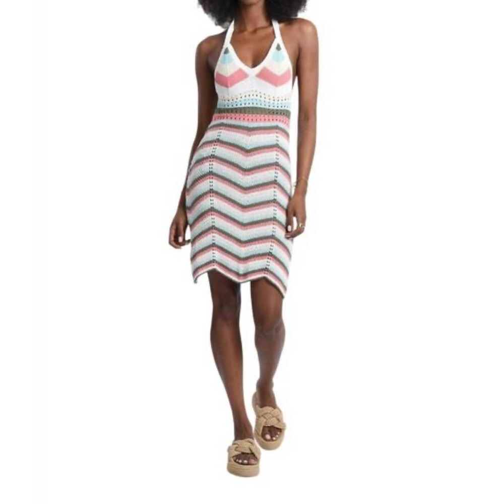 Molly Bracken Colorful Chevron Backless Dress